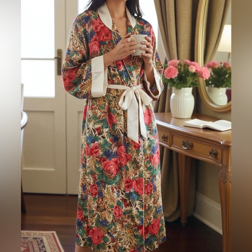 Victoria’s Secret Women’s Gold Label Sheer Floral Lace Robe. Size M. SKU 206